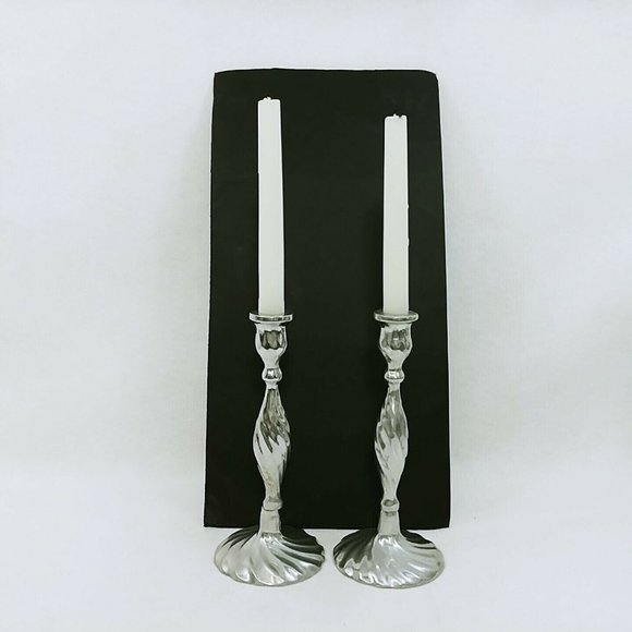 Candle Stick Holders Twist Shaft Base Cast Aluminum Vintage Home Decor 9" - Picture 2 of 8